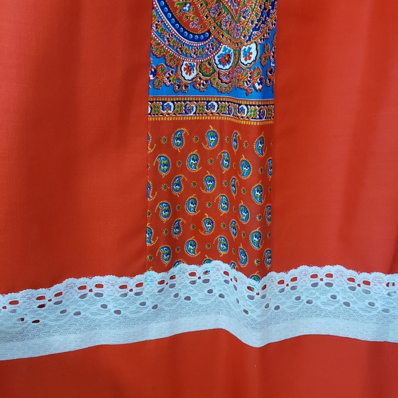 VTG Red Lace Handmade Maxi Skirt - Picture 6 of 9